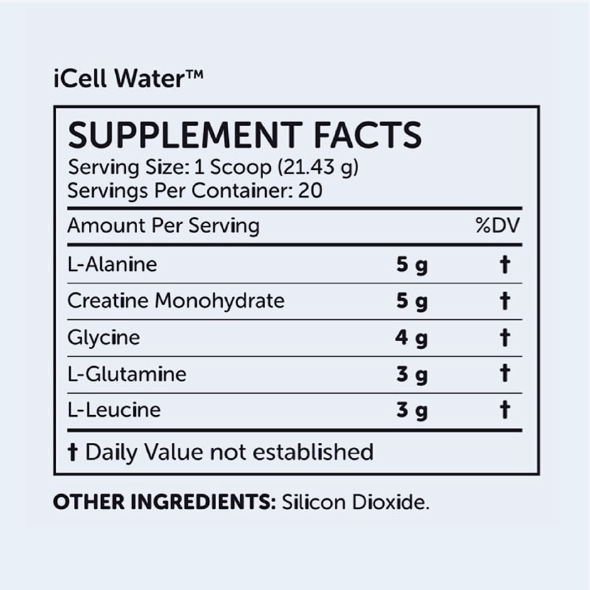 iCell Water-nutrition-labels